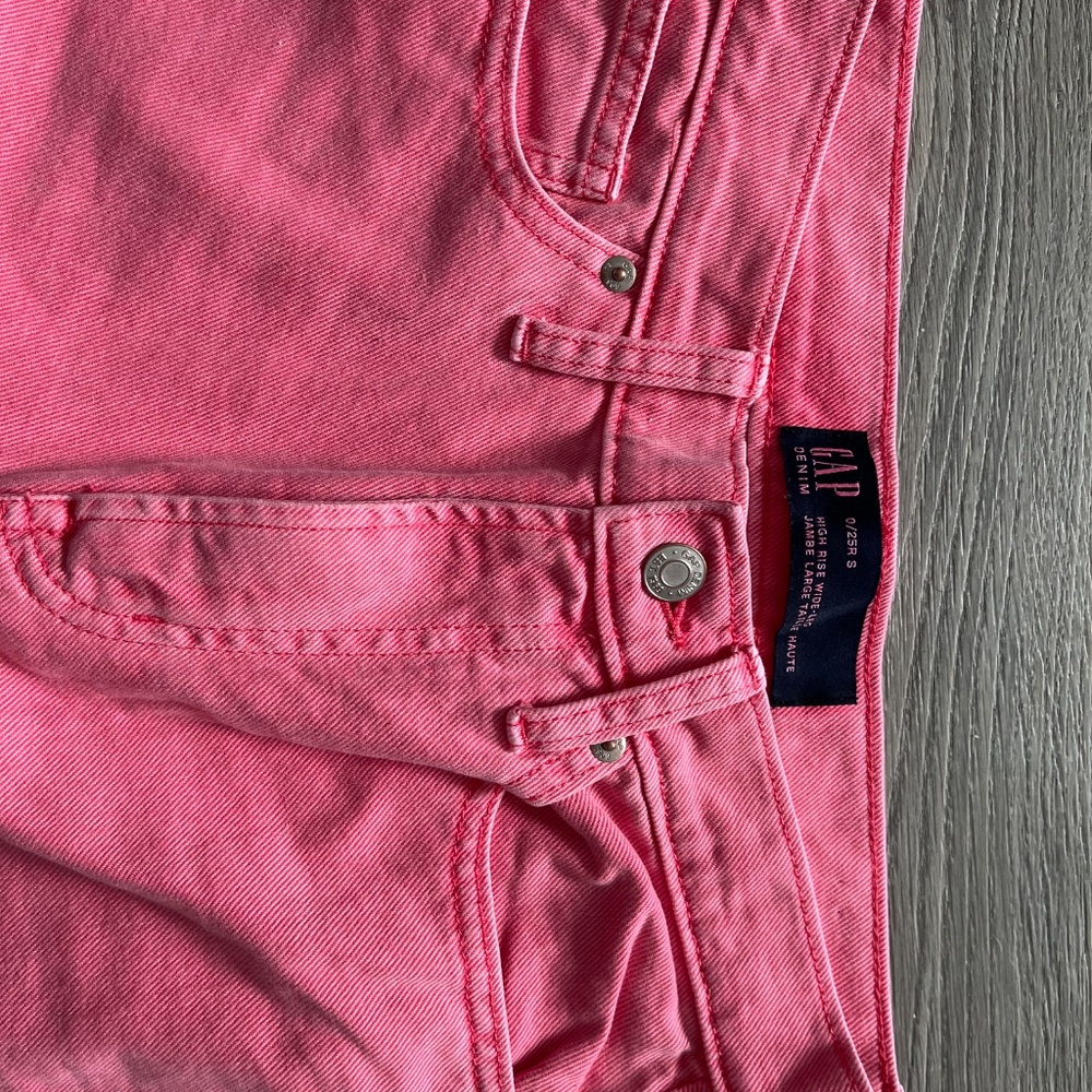 Pink Gap High Rise Wide Leg Jeans - Picture 4 of 5
